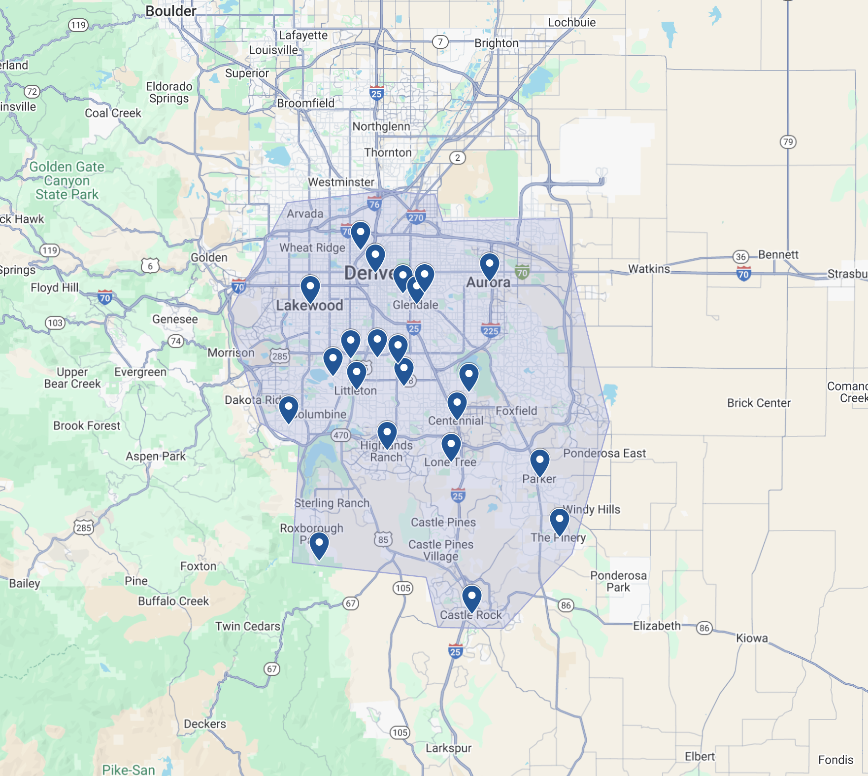 Service Areas Map